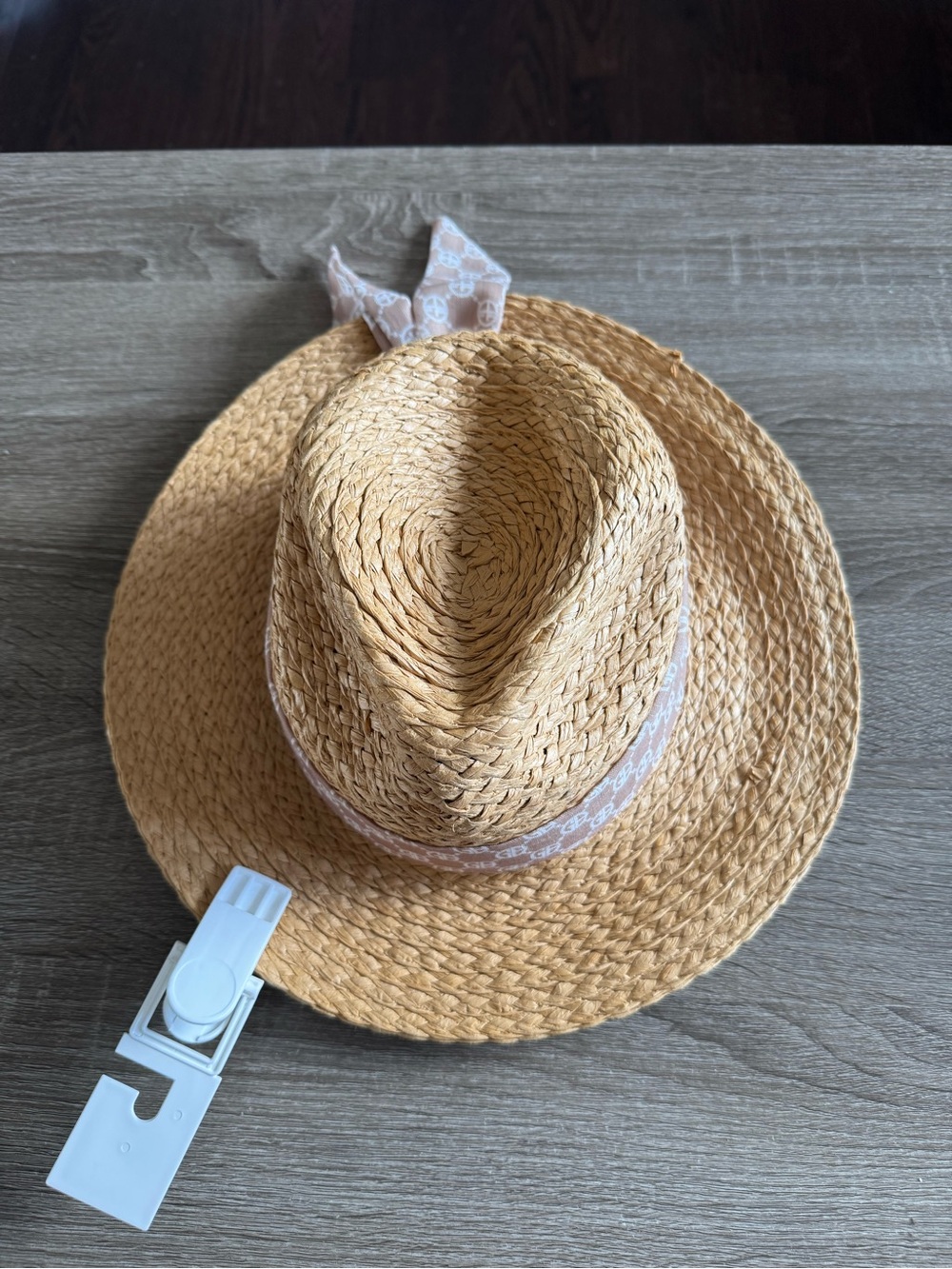 Giani Bernini Straw Panama Hat with Logo Scarf